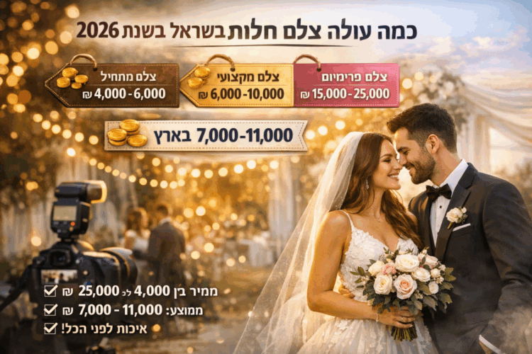 כמה עולה צלם חתונות בישראל בשנת 2026?
